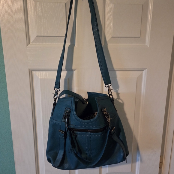 Black Rivet Teal Shoulder Bag - Picture 4 of 8